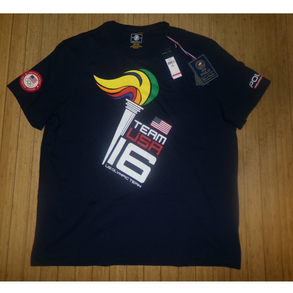 Polo Ralph Lauren Team USA 2016  Olympic Games Navy Blue T-Shirt XXL NWT